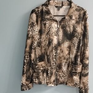 NWOT Lisa International Animal-Print Bomber Jacket Size Medium